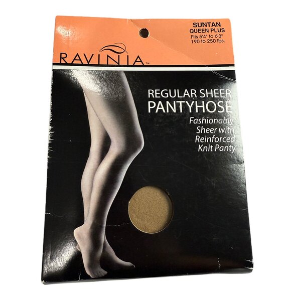Ravinia Women’s Hosiery 2 Knee-Highs Black, Suntan 1 Pantyhose Suntan Queen Plus - Picture 6 of 7